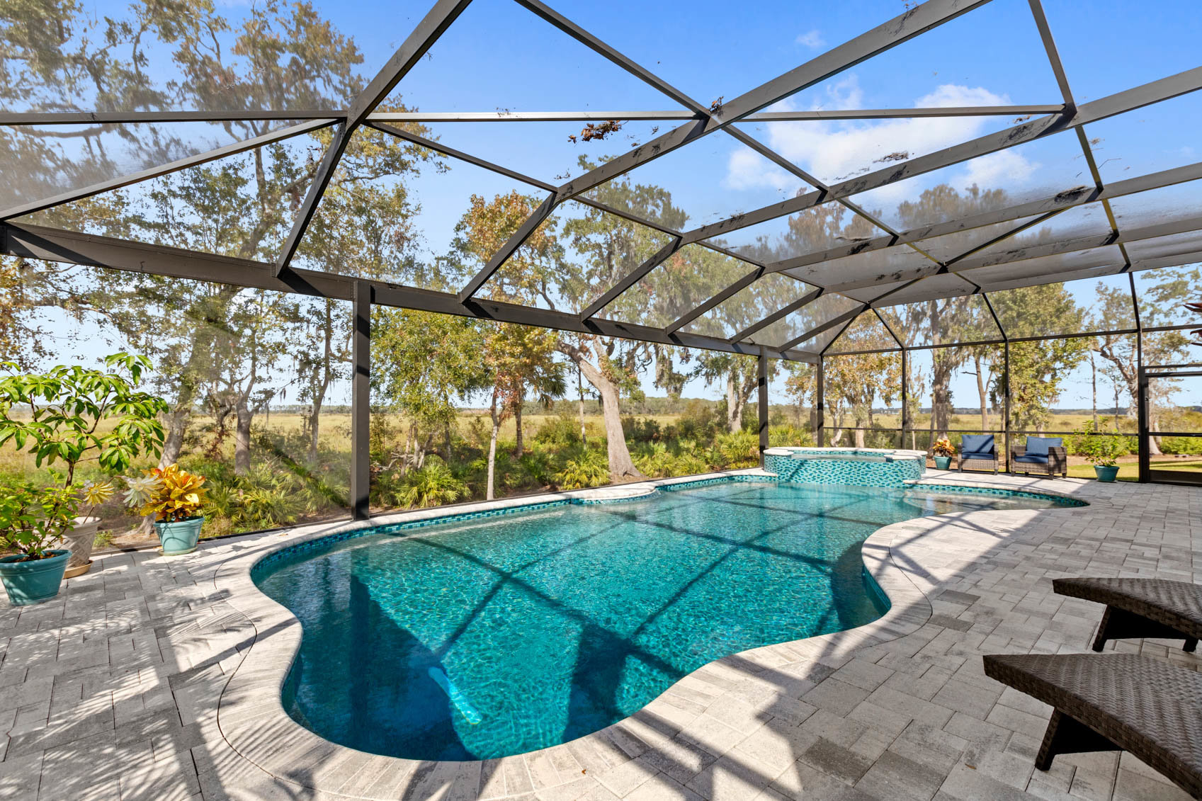 pool in enclosed patio